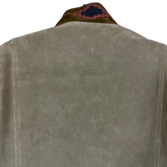 SFR Santa Fe Receations Suede Womens Aztec Western Beige Painted Coat Jacket L - Picture 11 of 16